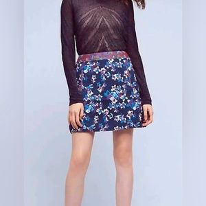 Anthropologie Maeve Cardana Purple Blue Floral Mini Skirt